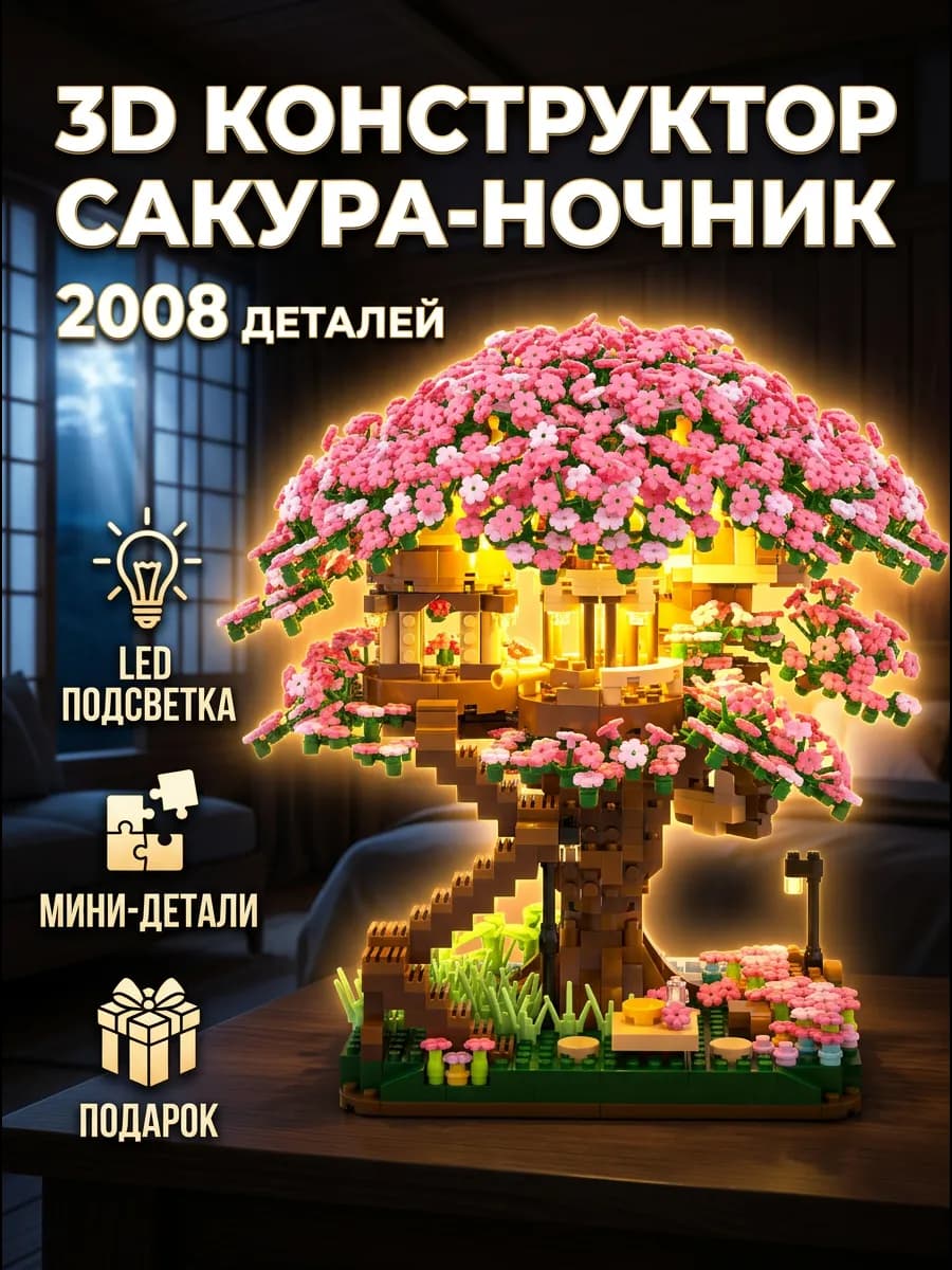 Конструктор лего цветы сакура с подсветкой