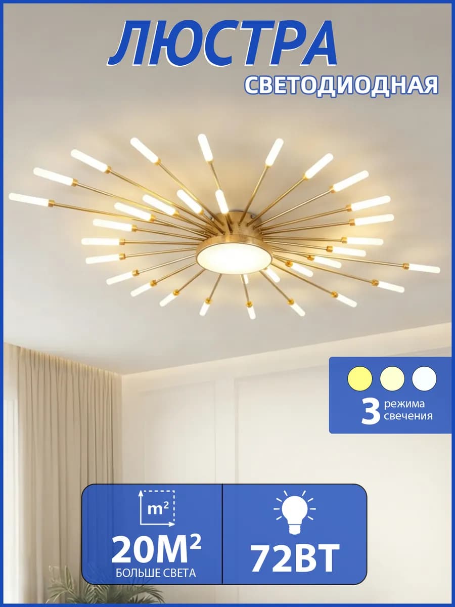 Люстра светодиодная в форме солнца, 28 LED, для гостиной