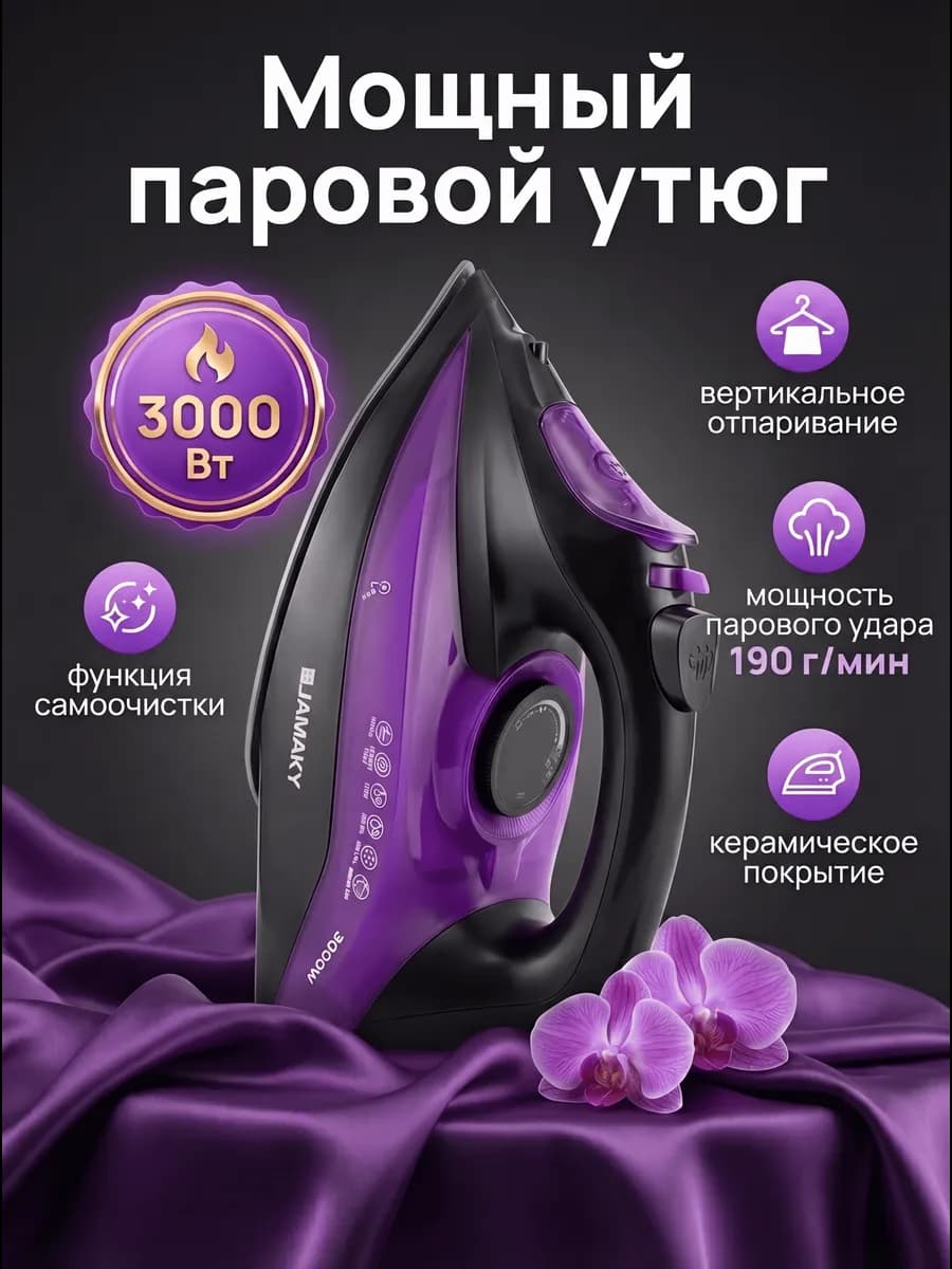 Утюг мощный с антипригарным покрытием